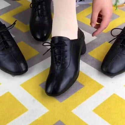 Damen Schnürschuhe Elegante Lederschuhe Schwarz Modisch