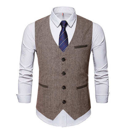 Herren Anzugweste Elegant Mit Kontrast Details Schwarz