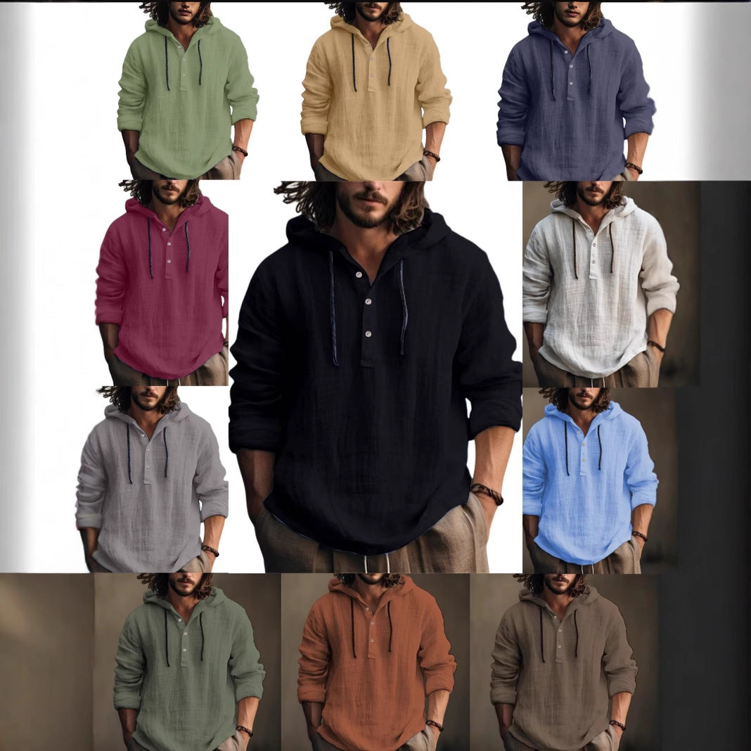 Herren Leinen Hoodie Lässig Bequem Berliner Stil - BerlinGlamour