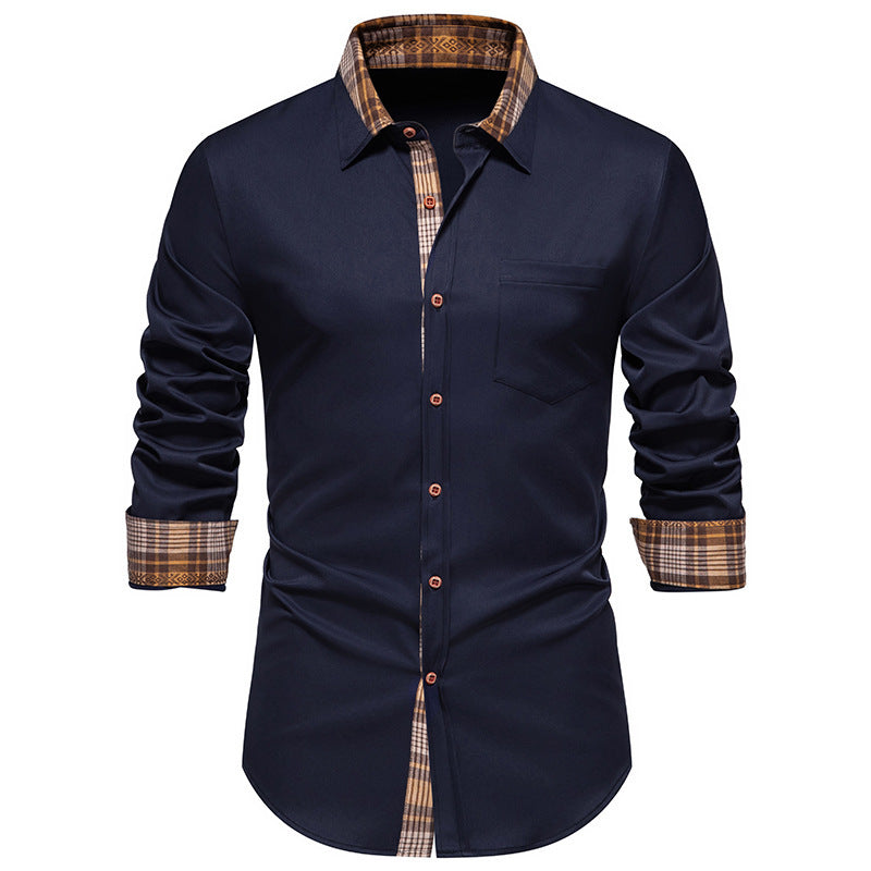 Herren Langarmhemd Elegantes Mit Kontrastdetails Slim Fit