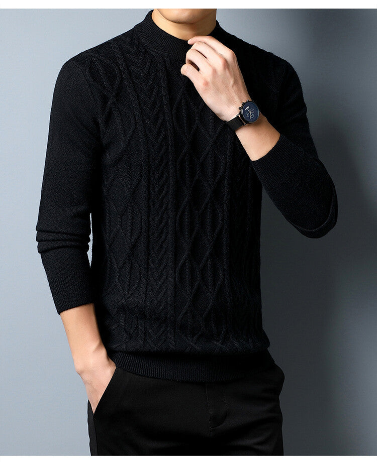 Herren Strickpullover mit Zopfmuster Grau Elegant