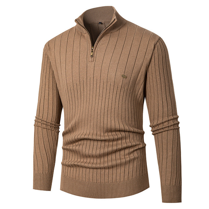 Herren Pullover mit Reißverschluss und feinem Rippdesign BerlinGlamour
