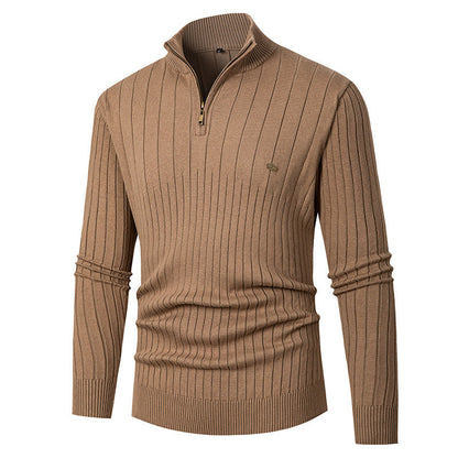 Herren Pullover mit Reißverschluss und feinem Rippdesign BerlinGlamour