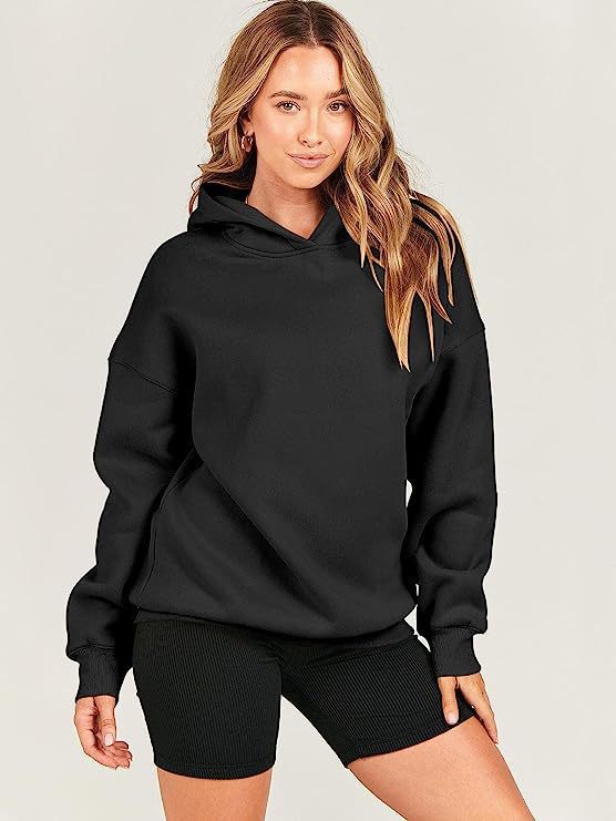 Damen Kapuzenpullover Großgemustert Weich Fleece Oversized