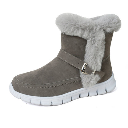 Damen Winterstiefel Kuschelig Kunstfell Riemen