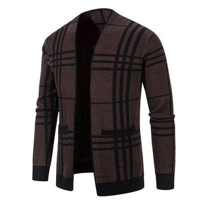 Herren Strickjacke Kariert Modern mit Taschen