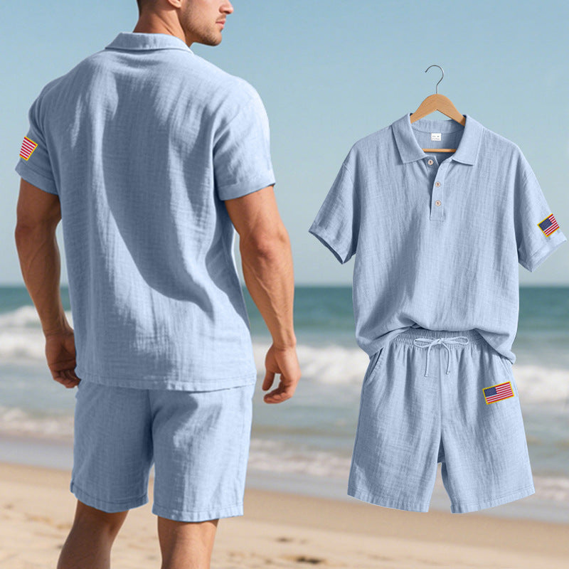 Herren Poloshirt mit Shorts Sommerlook Strandmode