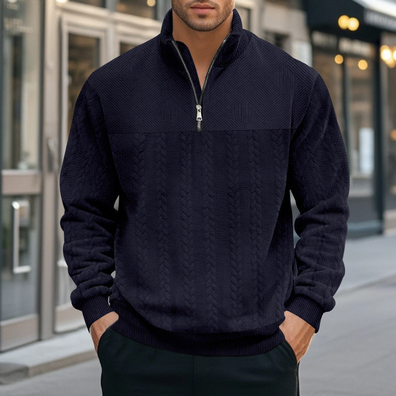 Herren Fleecepullover Strukturiert Hochkragen Modern