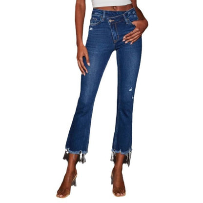 Damjeans Bootcut Trendfransen Waschung