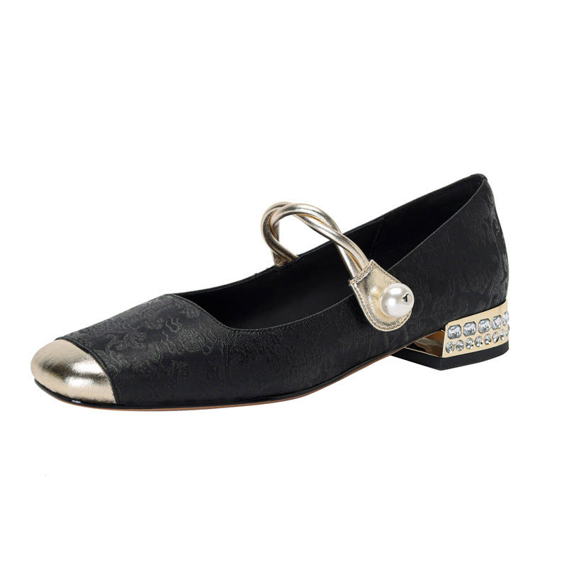 Elegante Damen Ballerinas mit Perlen Schmuck