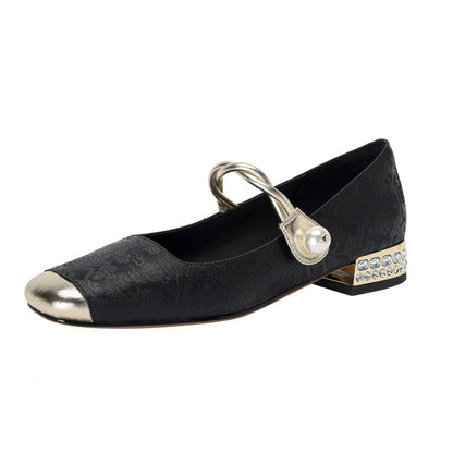 Elegante Damen Ballerinas mit Perlen Schmuck