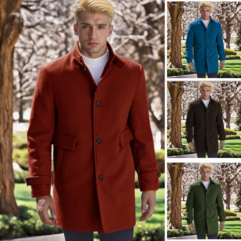 Maßgeschneiderter Herren Wollmantel Elegant Schwarz