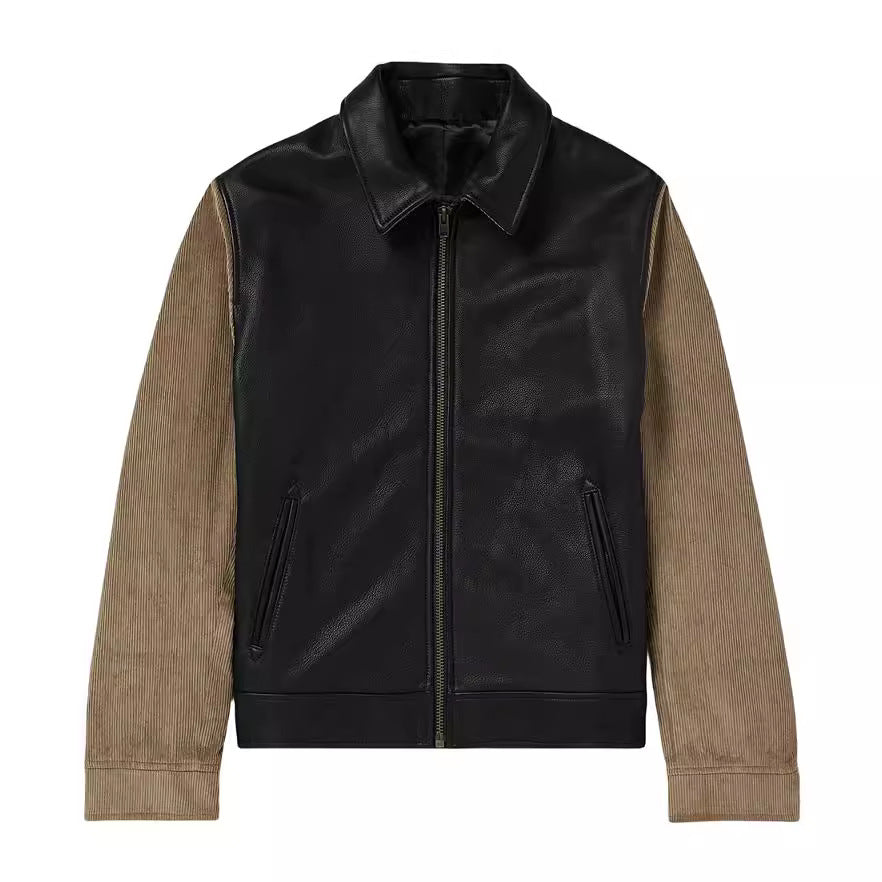 Herren Kunstlederjacke Modern Lederjacke Schwarz