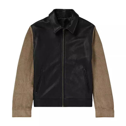 Herren Kunstlederjacke Modern Lederjacke Schwarz