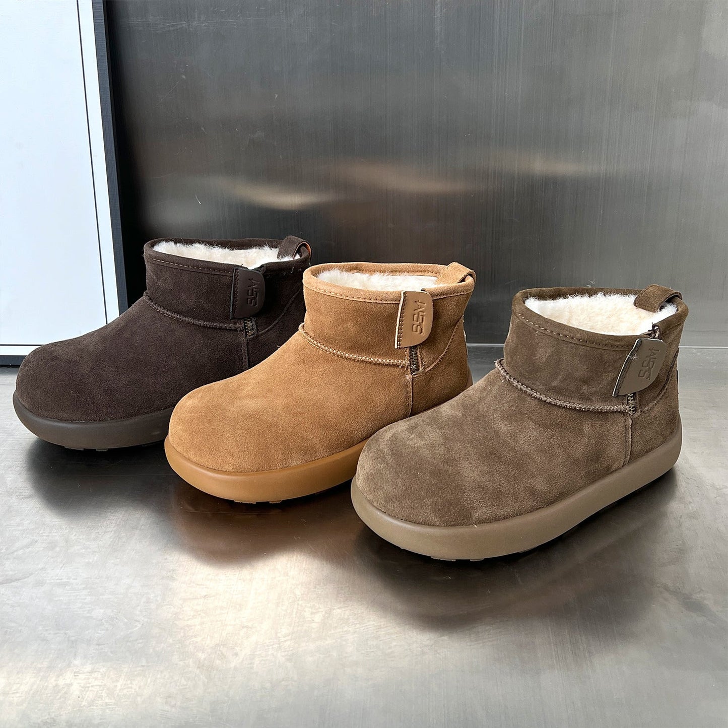 Weiche Winterstiefel Damen Warm Wildleder Kuschelstiefel