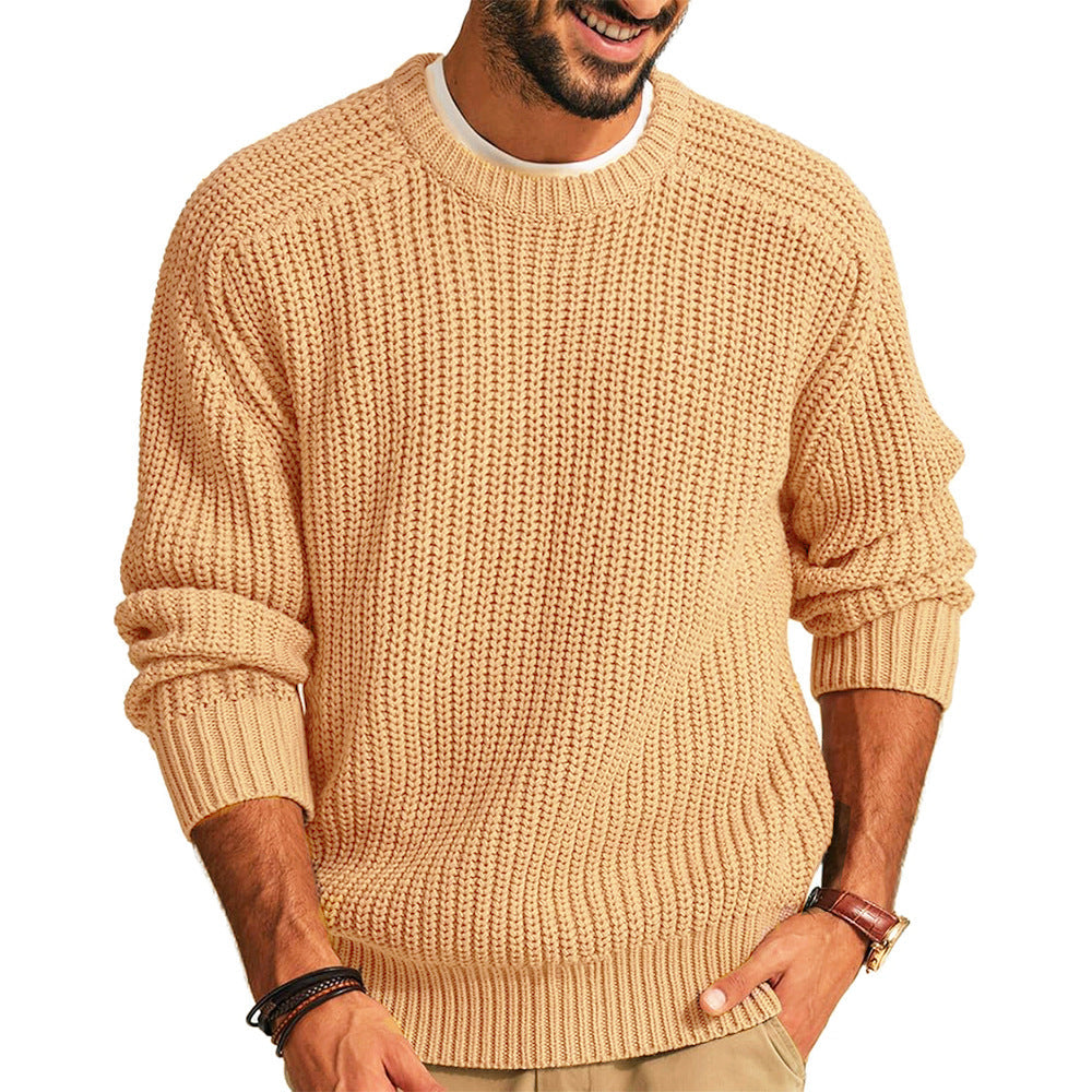 Herren Pullover Grobstrick Rundhals Lässig Modern