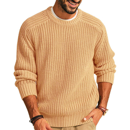 Herren Pullover Grobstrick Rundhals Lässig Modern