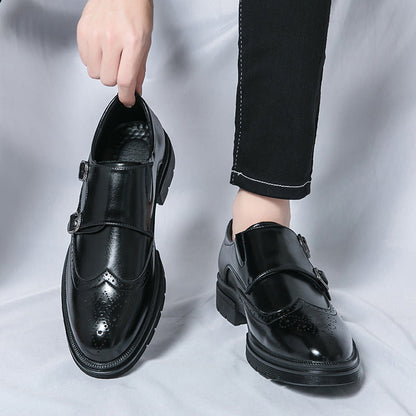 Damen Monk-Schuhe Elegantes Design Leder Schwarz