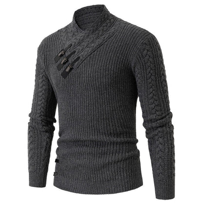 Herren Strickpullover Eleganter Schalkragen Zopfmuster Modern