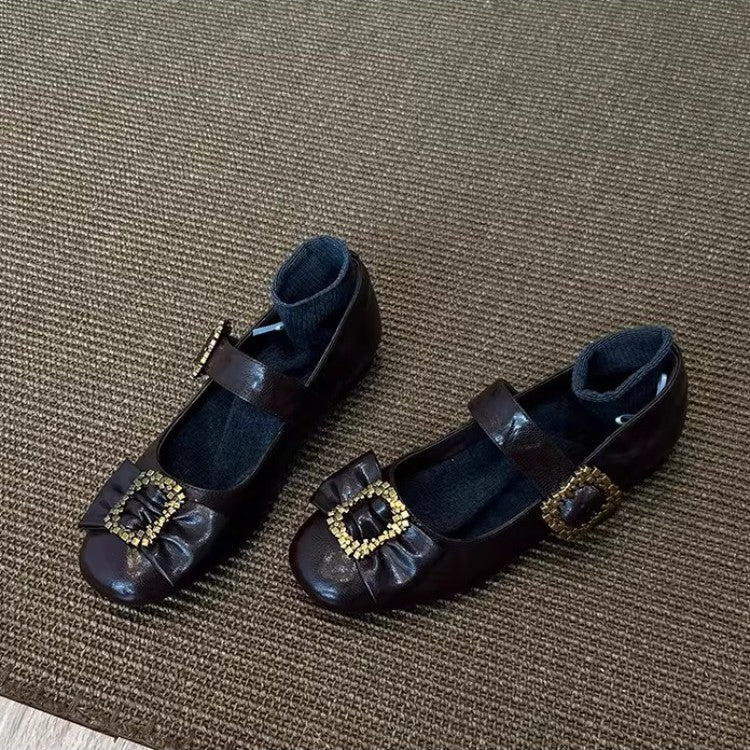 Damen Ballerinas mit Glitzerschnalle und weichem Innenfutter