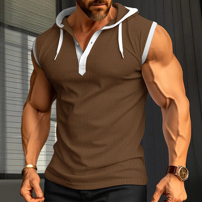 Herren Kapuzenshirt Ärmellos Sportlich Modern