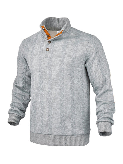 Herren Pullover Strukturiert Leder Akzente Modern