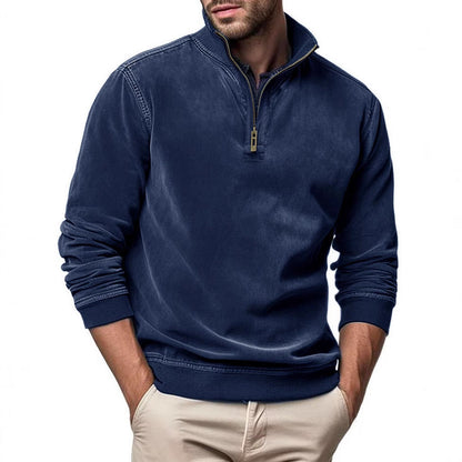 Herren Fleece Pullover Stehkragen Pflegeleicht Modern