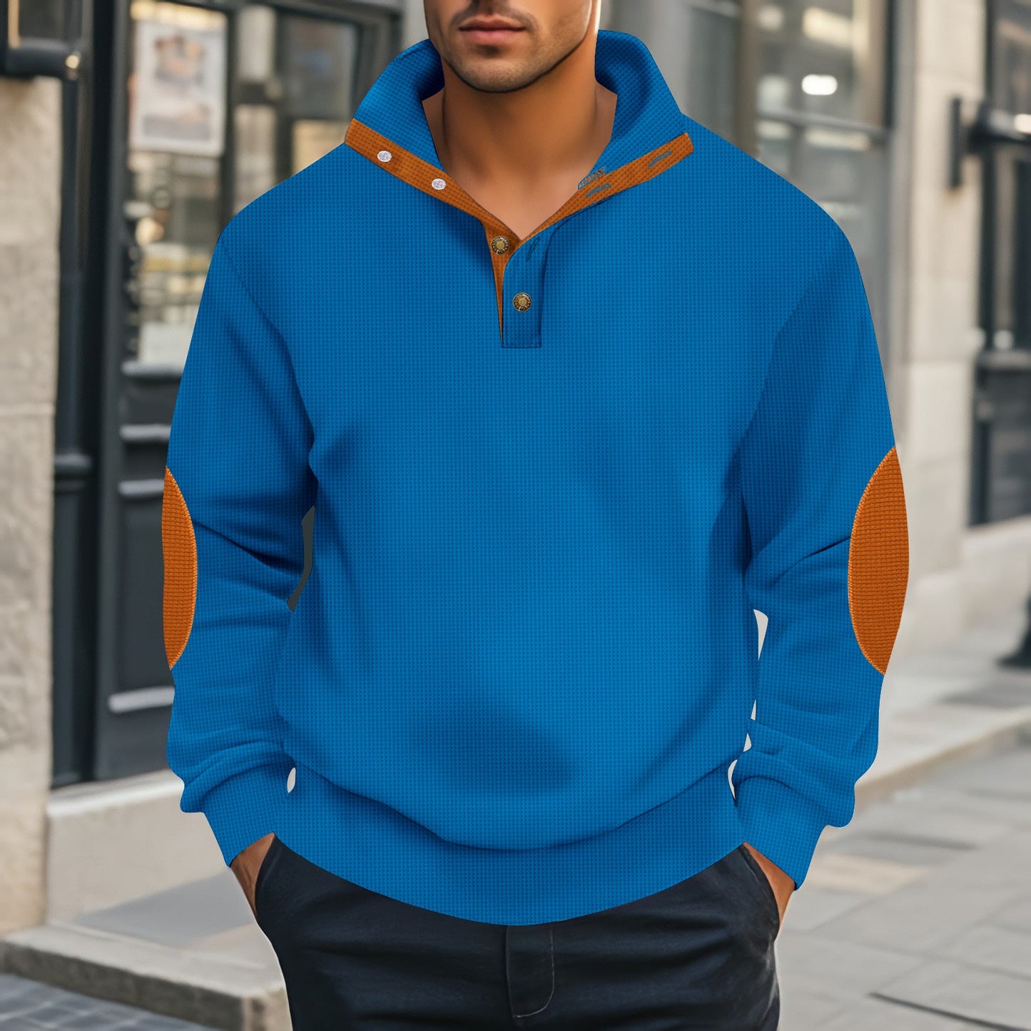 Herren Pullover Strukturiert Kontrast Akzente Modern