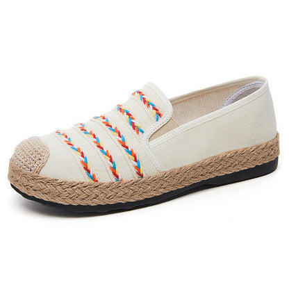 Damen Espadrilles Bunt Geflochtene Slip-On Schuhe Sommer