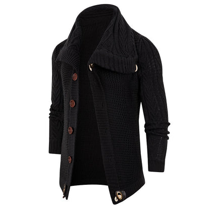 Herren Strickjacke Grobstrick Umschlagkragen Modern