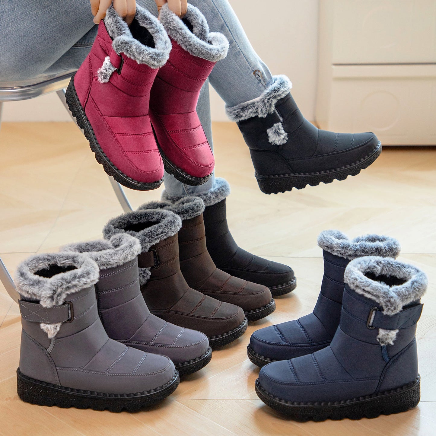 Damen Winterstiefel Warm Gefüttert Rutschfest Verstellbar - BerlinGlamour