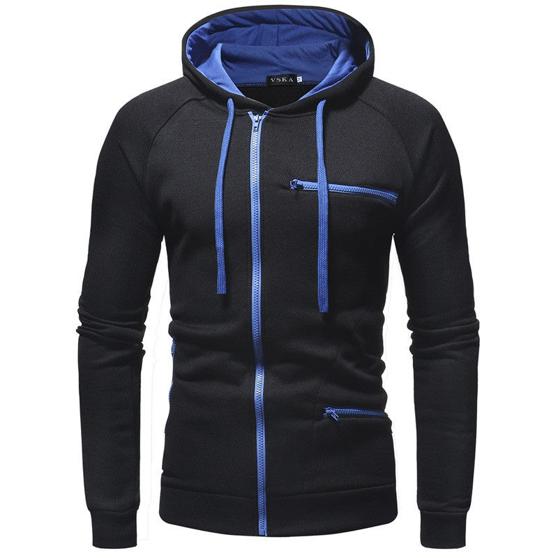 Herren Hoodie Funktionstaschen Reißverschluss Modern