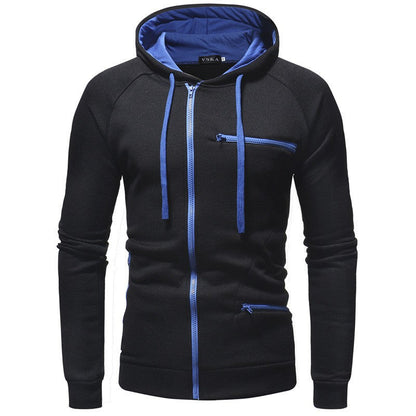 Herren Hoodie Funktionstaschen Reißverschluss Modern