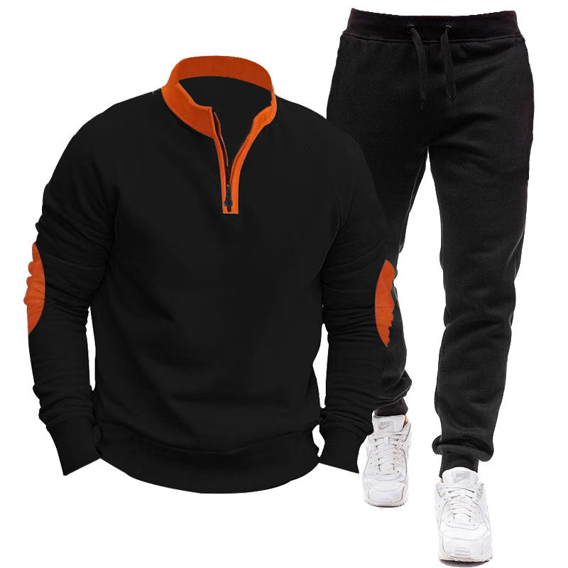 Herren Sportanzug Hoodie Jogger Kontrast Ärmel