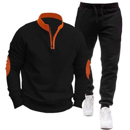 Herren Sportanzug Hoodie Jogger Kontrast Ärmel
