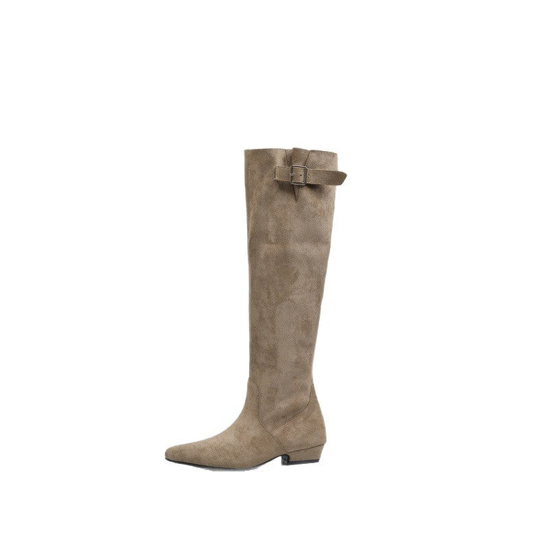 Damen Stiefel Überknie Elegante Schnalle Wintermode