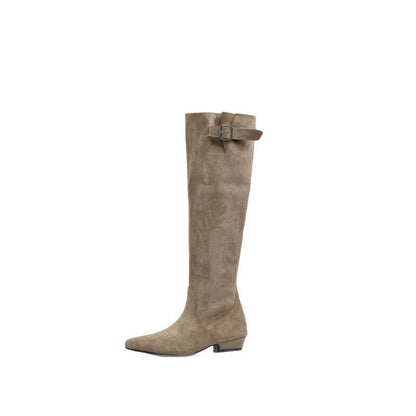 Damen Stiefel Überknie Elegante Schnalle Wintermode
