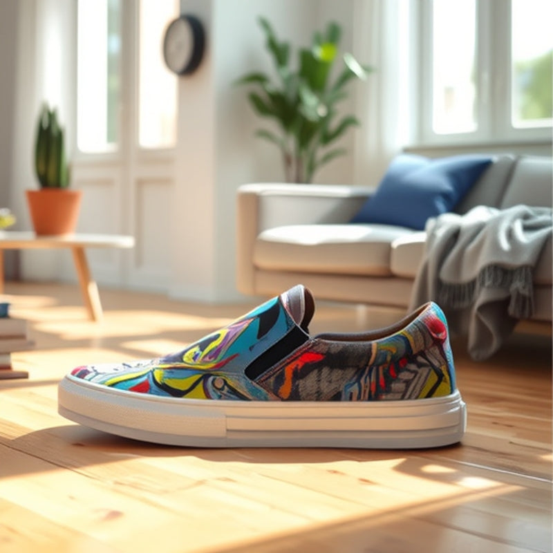 Damen Sneaker Slip-On mit buntem Grafik-Design - BerlinGlamour