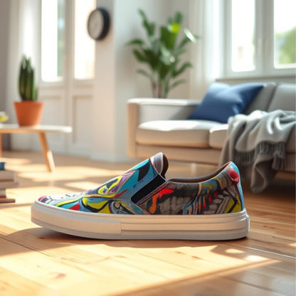 Damen Sneaker Slip-On mit buntem Grafik-Design - BerlinGlamour