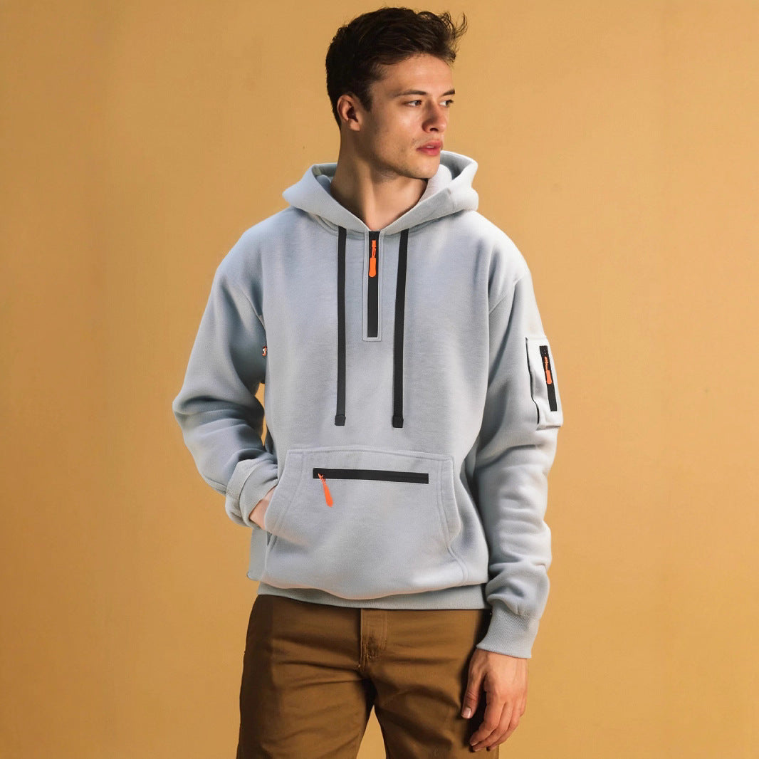 Herren Hoodie Sportlich Mit Taschen Reißverschluss Modern