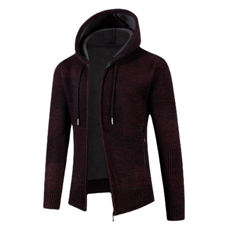 Herren Strickjacke Warm Gefüttert Waffelmuster Modern