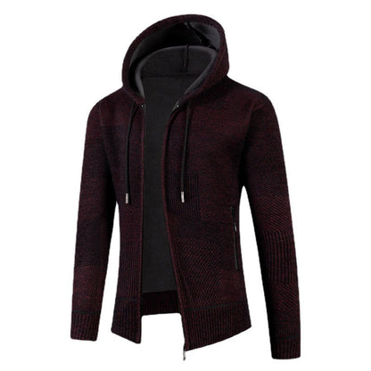 Herren Strickjacke Warm Gefüttert Waffelmuster Modern