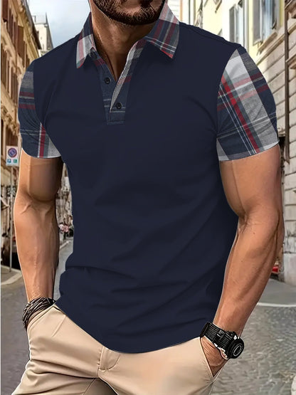 Herren Polo-Shirt Karierter Kragen Modern Slimfit