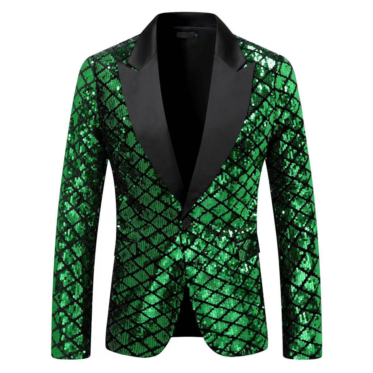 Herren Pailletten Blazer Modern Schnitt Glitzer