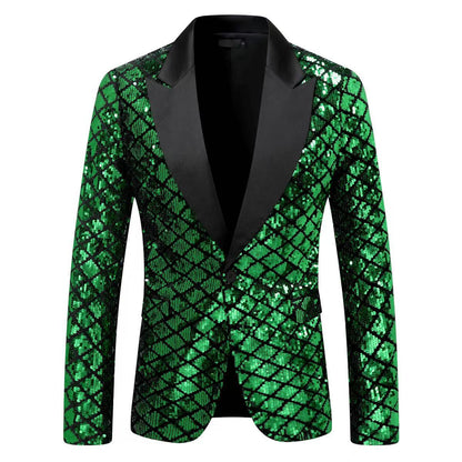 Herren Pailletten Blazer Modern Schnitt Glitzer