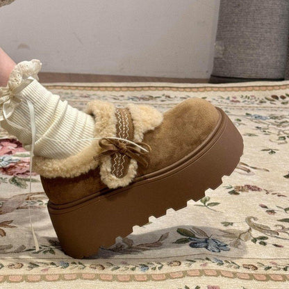 Damen Plateau Pantoletten Weich Flauschig Warm - BerlinGlamour