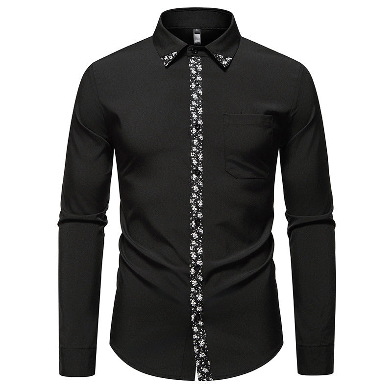 Herren Hemd Elegantes Blumenmuster Modern Knopfleiste