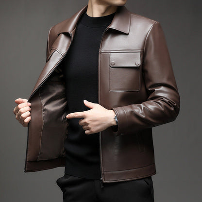 Lederjacke Herren Modern Mit Taschen Schwarz