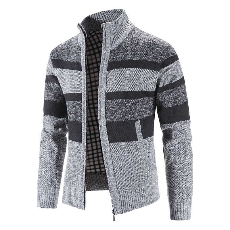 Herren Strickjacke Modern Stehkragen Reißverschluss