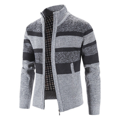 Herren Strickjacke Modern Stehkragen Reißverschluss